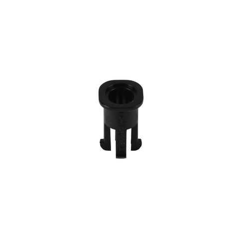 Black Buzon Plug locks joist/batten holders to DPH pedestals with pin, prevents displacement in deck systems.