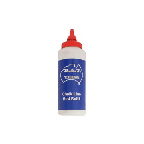 B.A.T Trims red chalk line refill in blue squeeze bottle with precision red nozzle