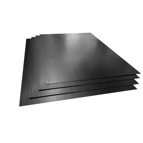 Stack of black 2mm Corflute Protection Boards (1805x1210mm) shielding waterproofing membranes from backfill damage
