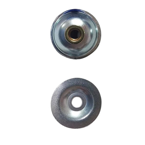 Dished metal plunger for Adheseal M8504 caulking gun, ensures smooth dispensing of polyurethane sealant for joint sealing.