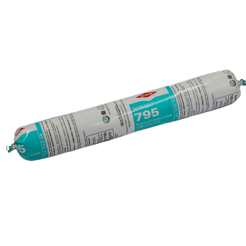 Dowsil 795 black silicone sealant sausage pack for structural glazing, façade joint sealing & weatherproofing.