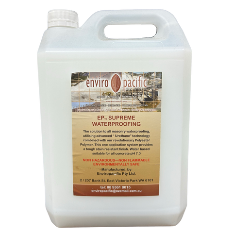 20L EP Waterproof Supreme penetrating waterproofer: seals concrete/masonry from within, stops moisture ingress & dusting.