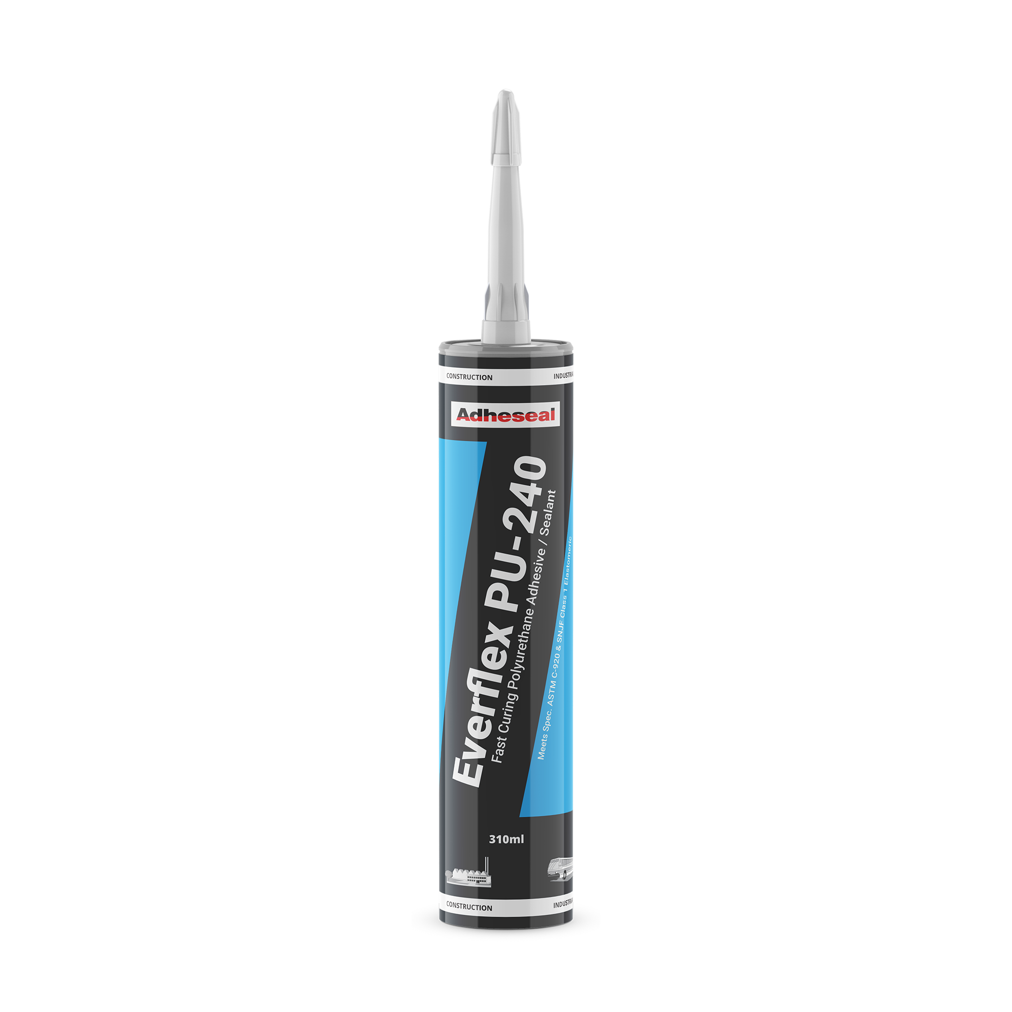 Adheseal Everflex PU-240 310ml polyurethane sealant cartridge for structural bonding & high-movement joint sealing.