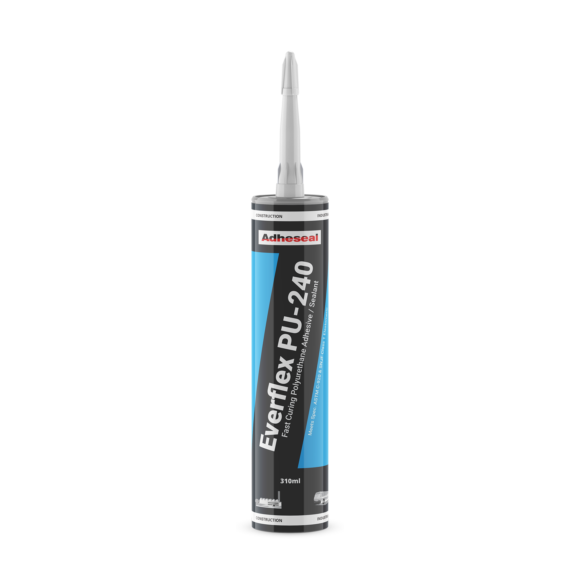 Adheseal Everflex PU-240 310ml polyurethane sealant cartridge for structural bonding & high-movement joint sealing.