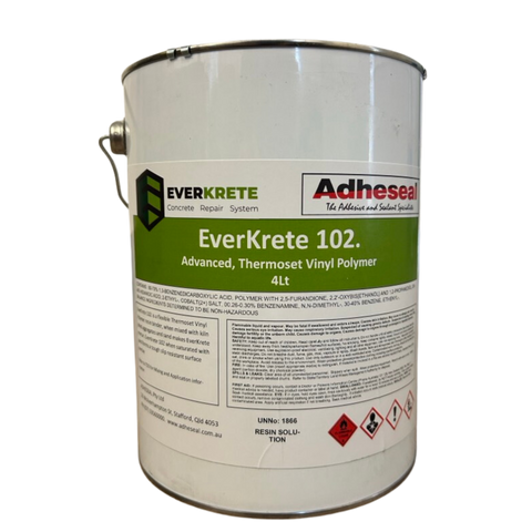 EverKrete 102 4L pail: thermoset vinyl resin binder for rapid-cure, 70 MPa concrete repair mortars, vertical/overhead patc...