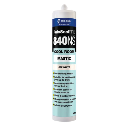 H.B. Fuller FulasealPro 840NS non-skinning butyl sealant cartridge for coolroom panel joint sealing, permanent moisture ba...