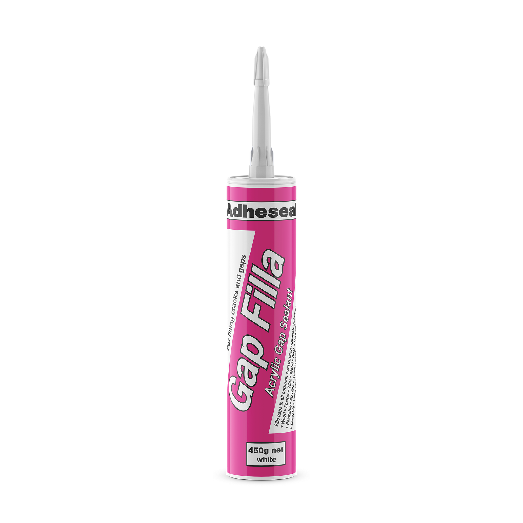 Adheseal Gap Filla 450g white acrylic sealant cartridge: flexible, paintable gap filler for low-movement joints.