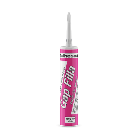 Adheseal Gap Filla 450g white acrylic sealant cartridge: flexible, paintable gap filler for low-movement joints.