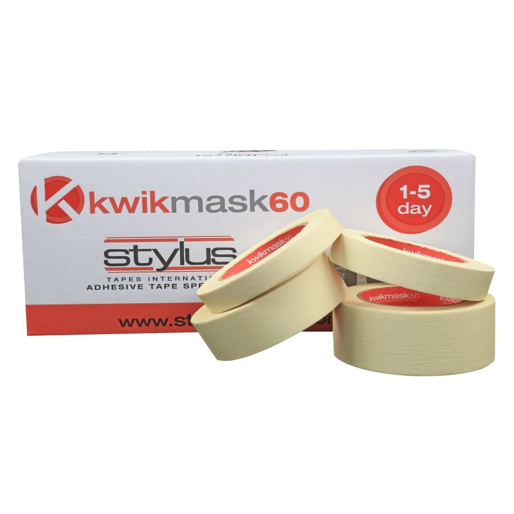 Kwikmask 60 general purpose masking tape: 3-roll pack for residue-free masking, bundling on wood, metal, plastic.