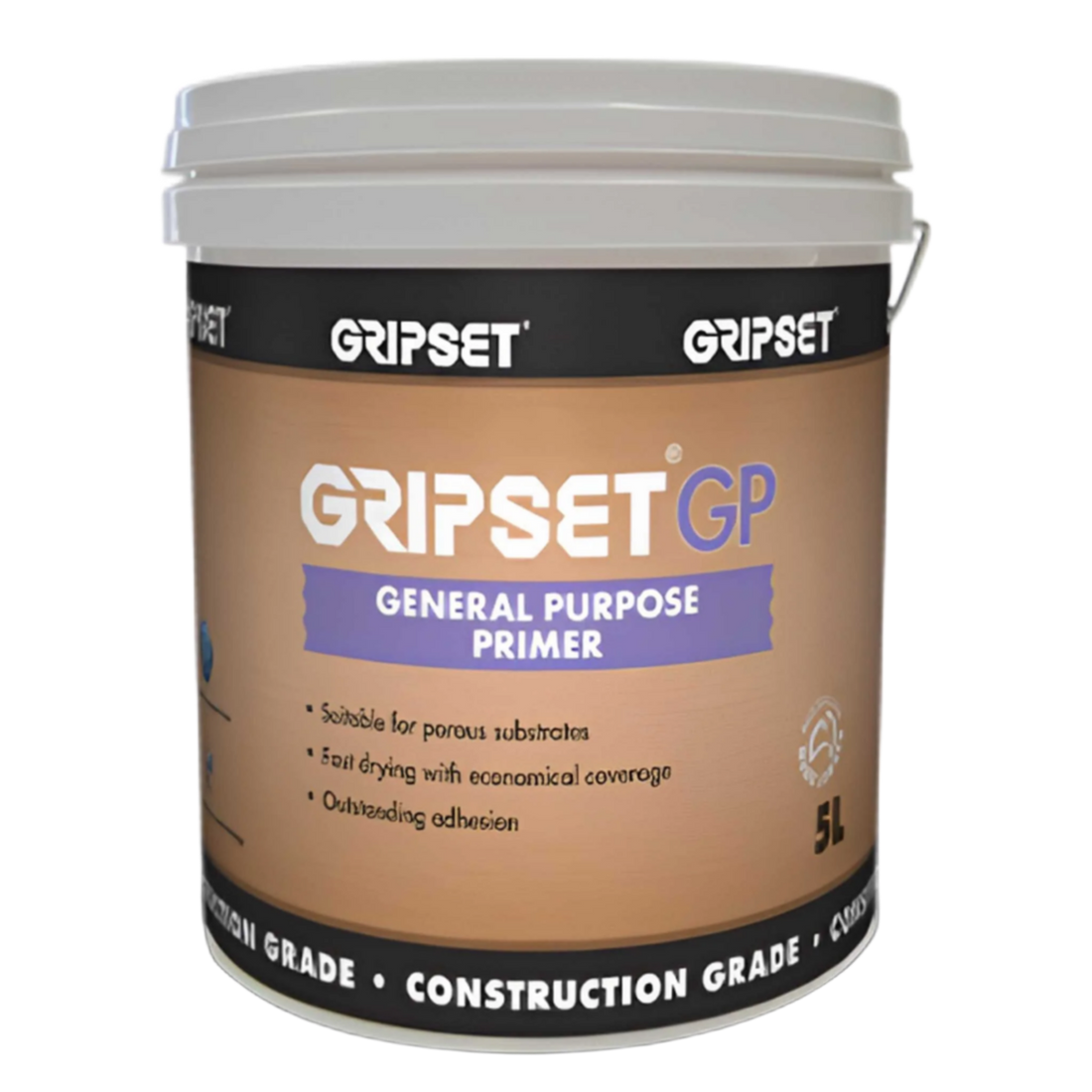5L Gripset GP primer pail seals porous substrates for waterproofing membrane adhesion