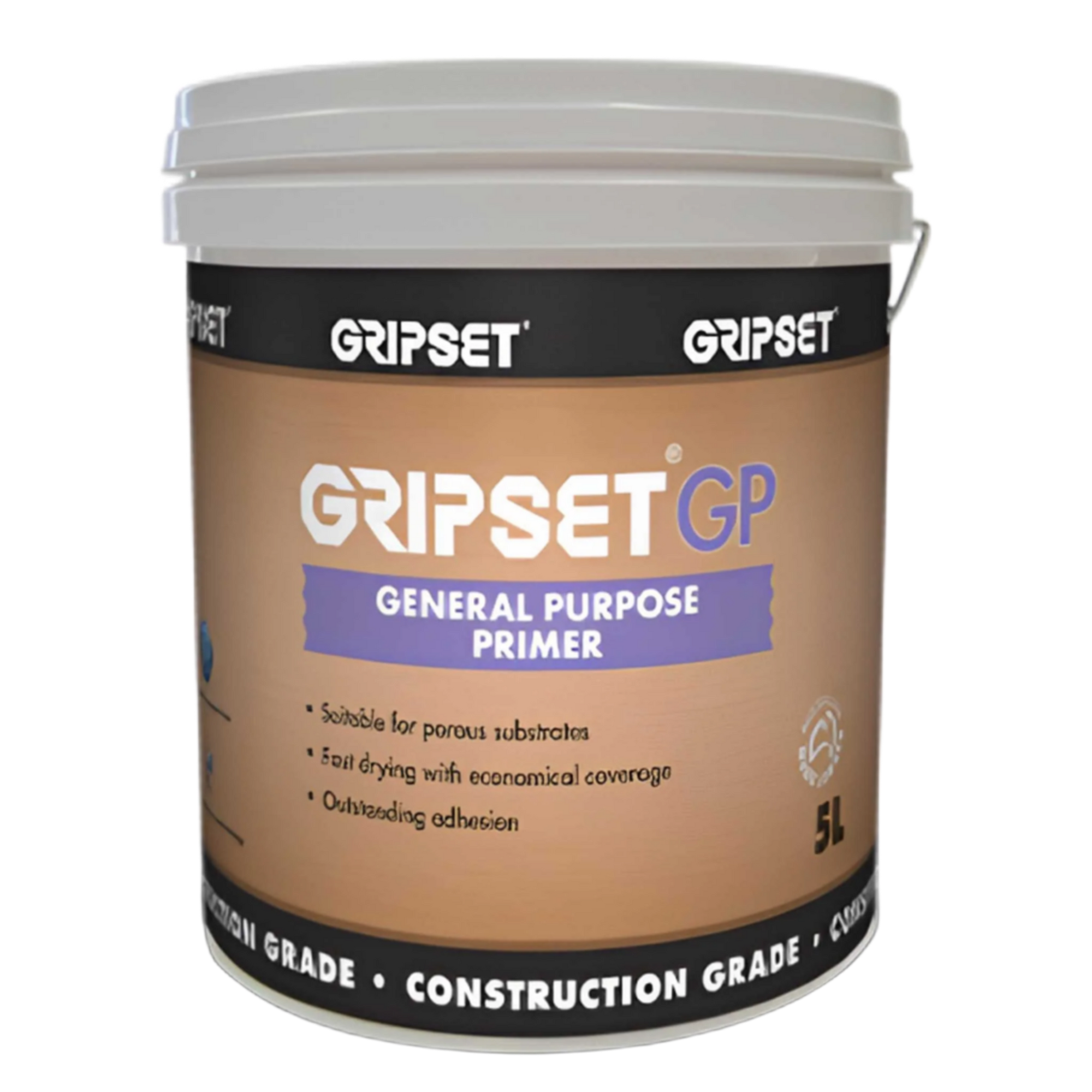 5L Gripset GP primer pail seals porous substrates for waterproofing membrane adhesion