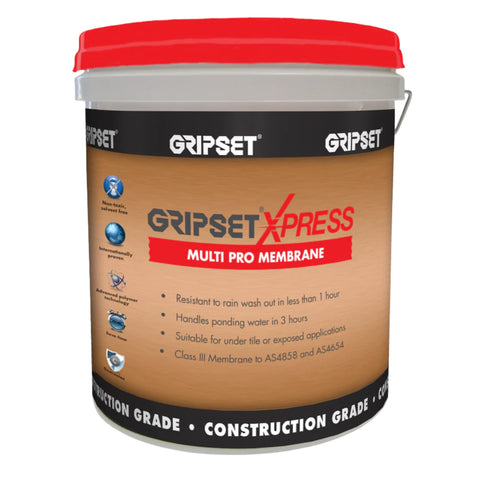 GripSet Express Multi Pro Membrane 15L bucket - construction grade waterproofing, rain resistant <1hr, ponding water <3hrs...