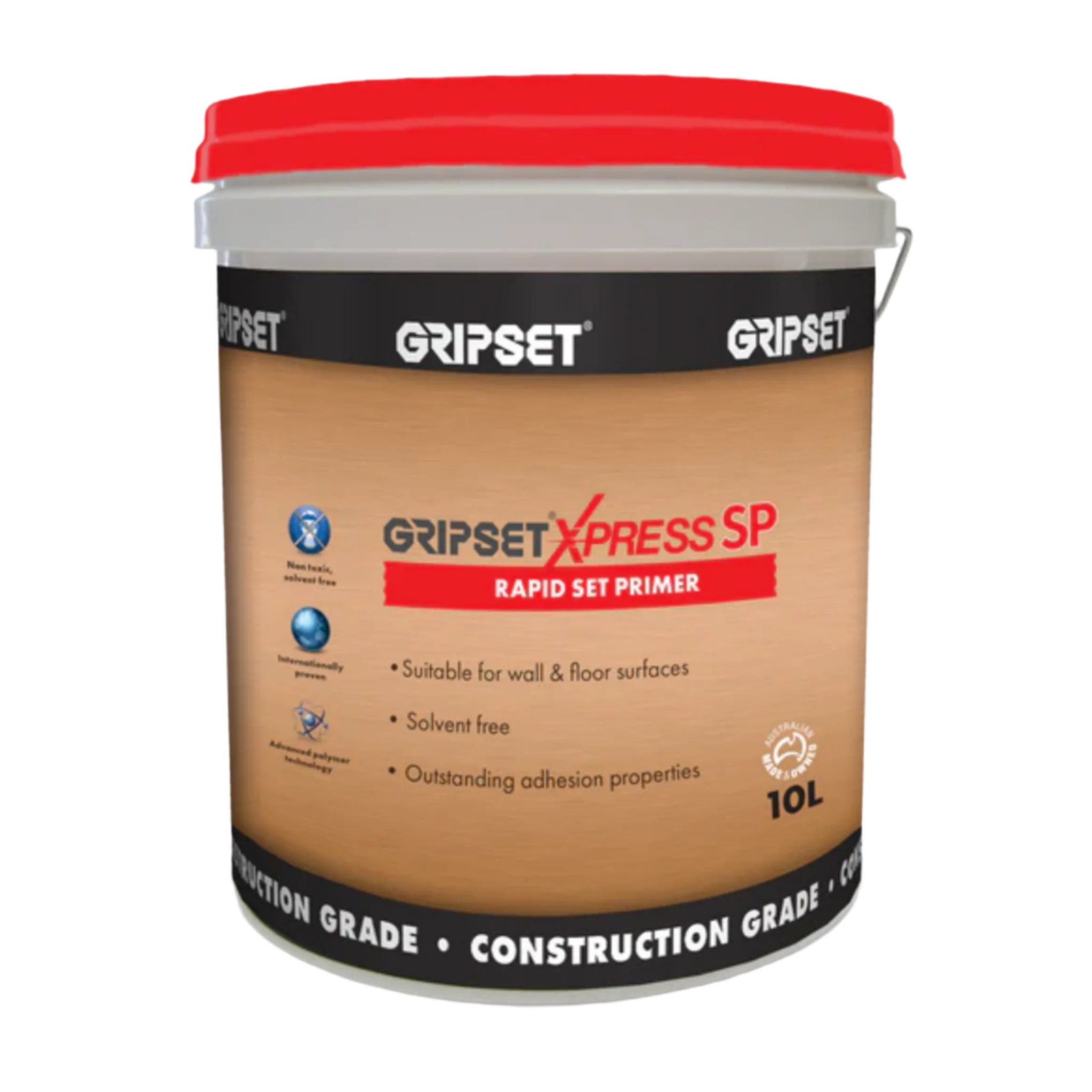 Gripset Xpress SP 10L rapid primer pail primes non-porous surfaces for secure waterproofing membrane adhesion.