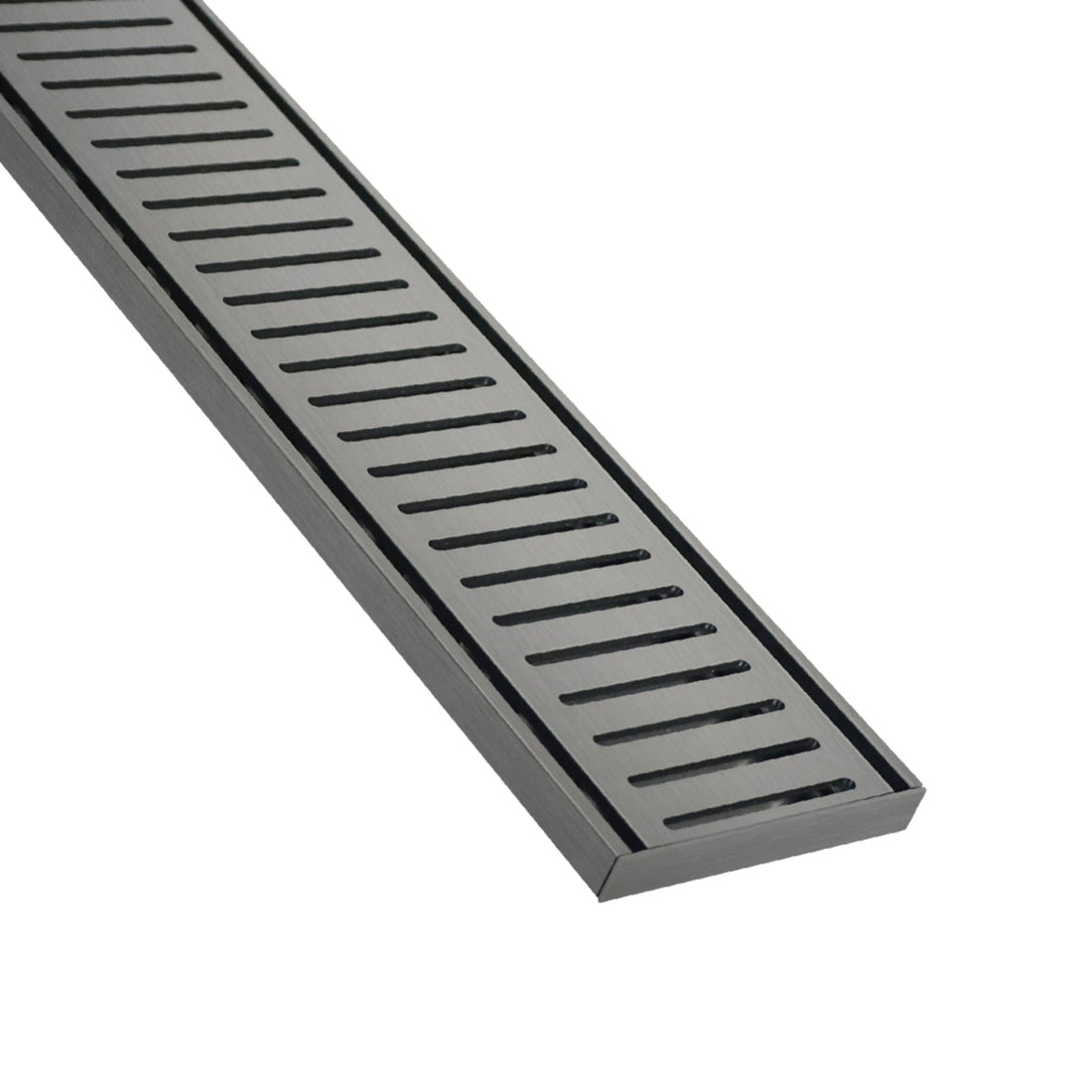 Lauxes Grates NXT 14 linear drain in Gunmetal anodised aluminium