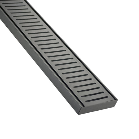 Lauxes Grates NXT 21 linear drain in Gunmetal anodised aluminium