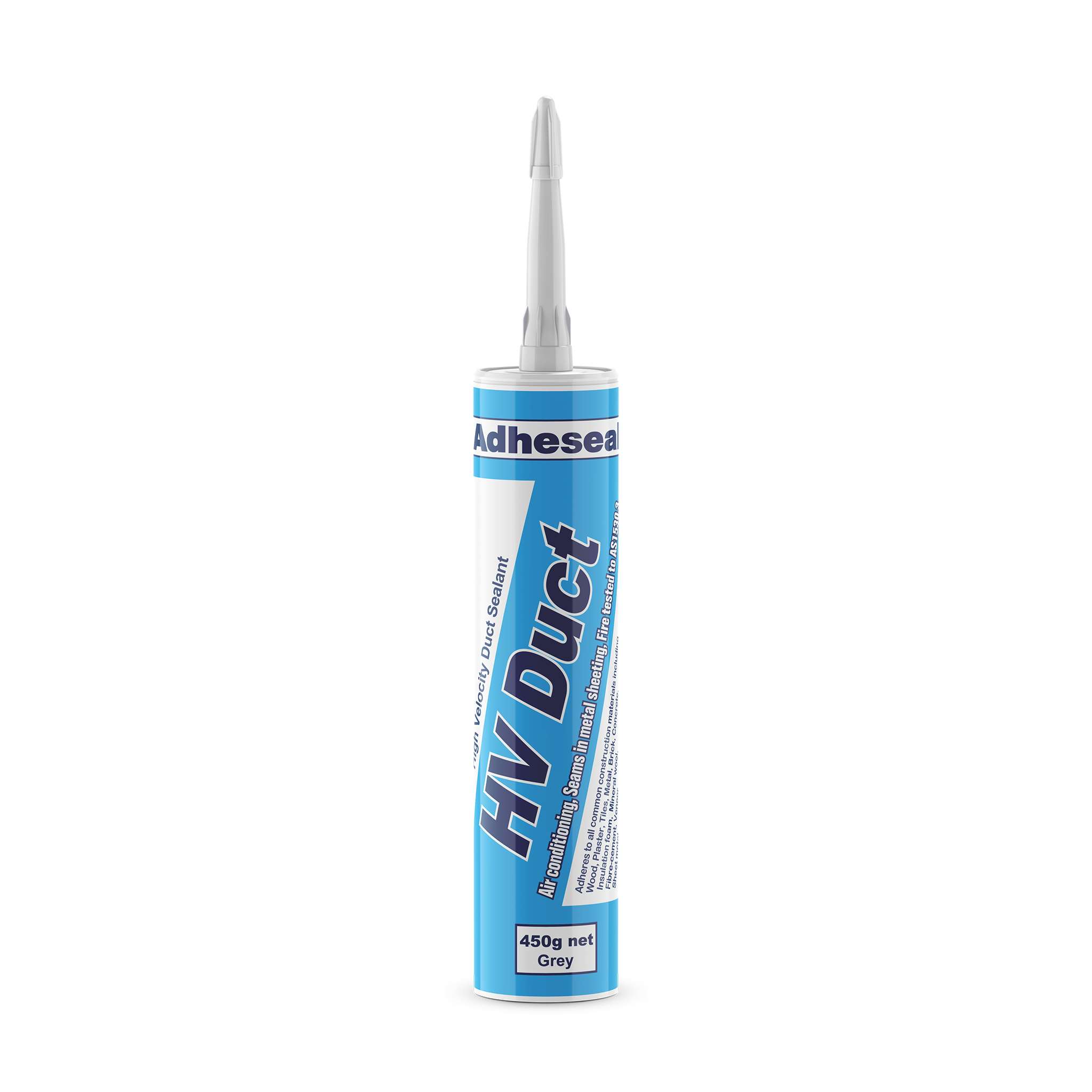 Adheseal HV Duct Acrylic Sealant 450g grey cartridge seals HVAC duct flanges airtight, fire-rated AS/NZS 1530.3, prevents ...
