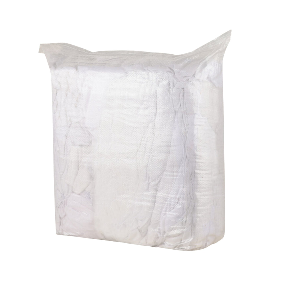 10kg bale of soft, low-lint T-shirt rags for streak-free cleaning of glass, autoglass, aluminium and wood.