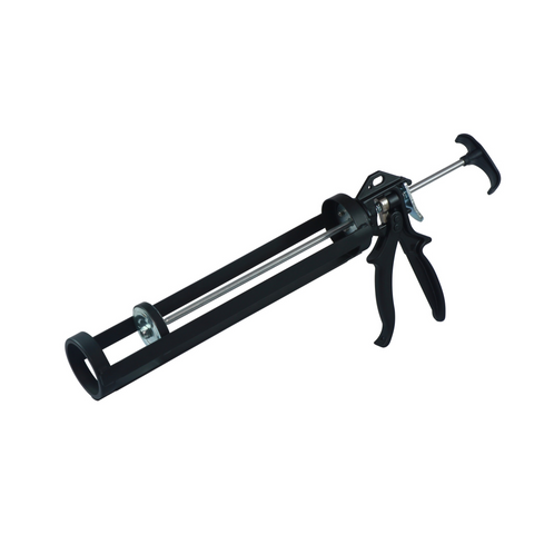 Jumbo 850ml steel caulking gun, low gear for smooth sealant dispensing, 360° rotation for precise joint sealing.