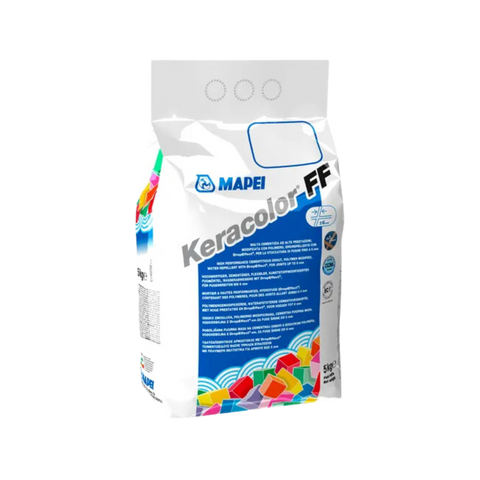 Mapei Keracolor FF Bioblock 5kg grout bag: mould-resistant, water-repellent tiling grout for wet areas, pools & high-traff...