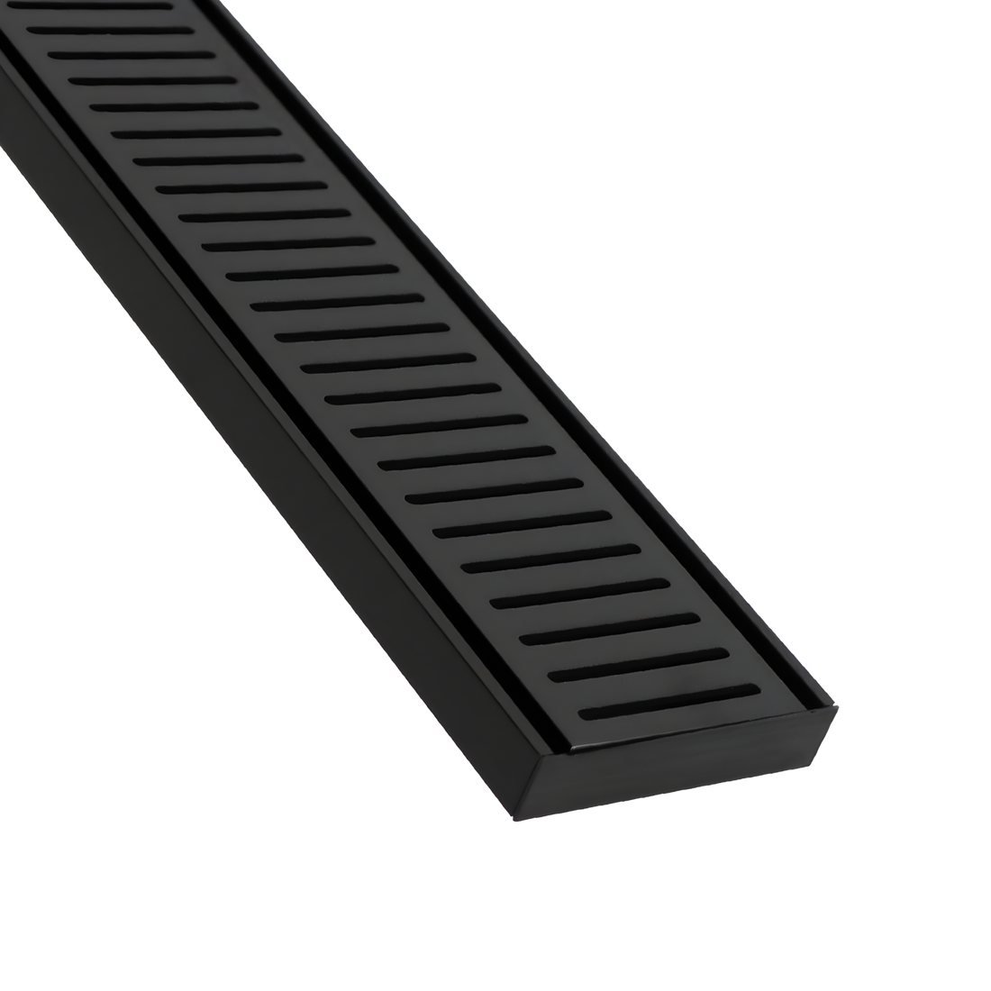 Lauxes Grates NXT 21 linear drain in Midnight anodised aluminium