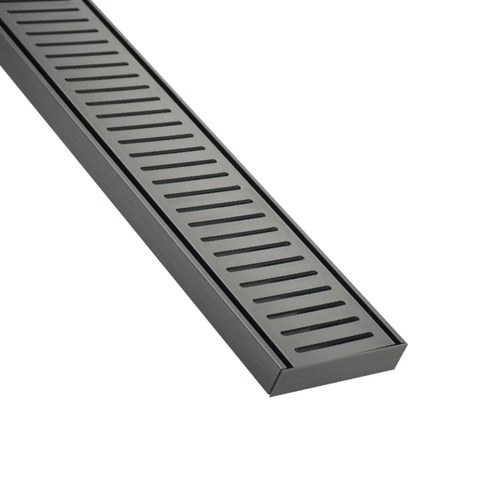 Lauxes Grates NXT 21 linear drain in Gunmetal anodised aluminium