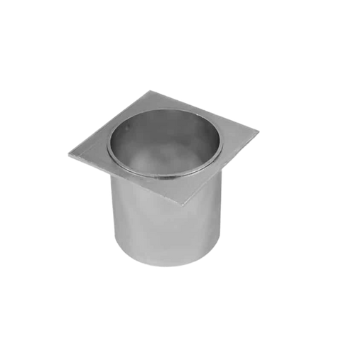 Anodised aluminium Lauxes pop waste outlet, square flange with central drain for rustproof shower/wet area drainage.