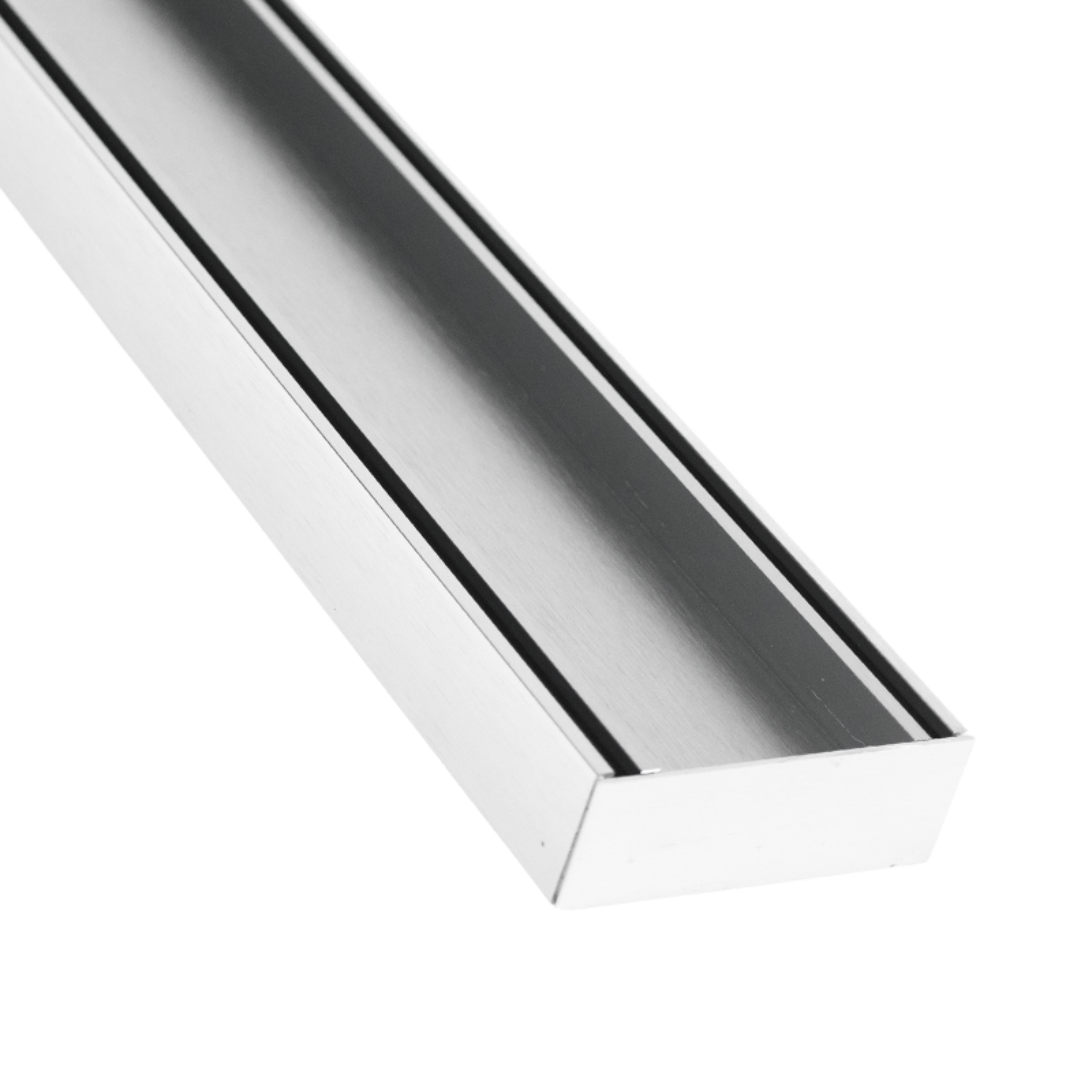 Anodised aluminium tile insert grate kit for seamless wet area drainage; rustproof, bonds to tile adhesives & waterproofin...