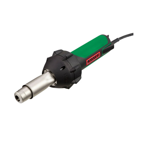 Leister TRIAC ST heat gun, rugged green/black with nozzle, welds waterproofing membranes & thermoplastic liners on site.