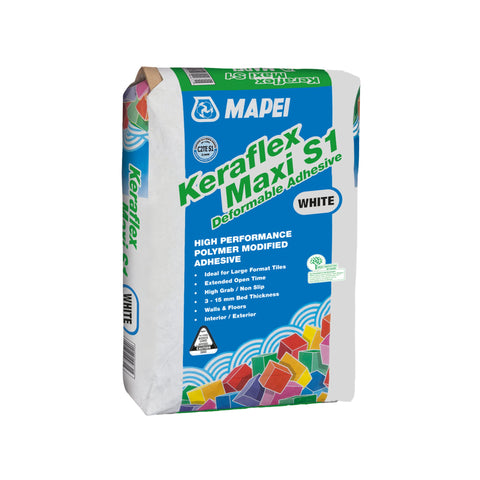 MAPEI Keraflex Maxi S1 white polymer modified tile adhesive 25kg bag for large format tiles