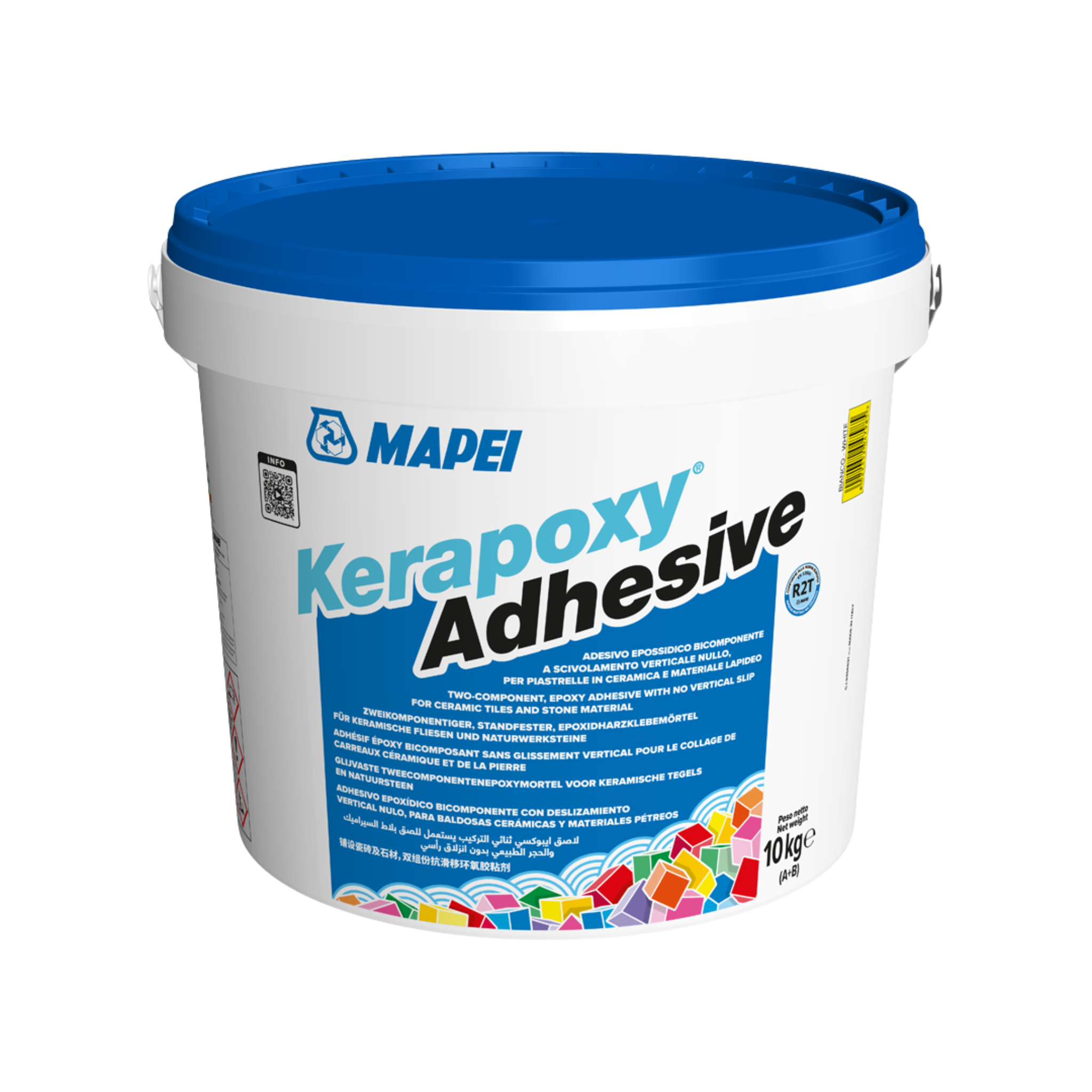 Mapei Kerapoxy 10kg pail: two-part epoxy tile adhesive for no-slip bonding of ceramics, stone on walls, floors, pools.