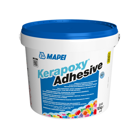 Mapei Kerapoxy 10kg pail: two-part epoxy tile adhesive for no-slip bonding of ceramics, stone on walls, floors, pools.