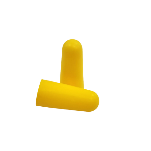 Yellow tapered MaxiPlug Uncorded Earplugs Class 5, 26dB SLC80 foam for construction hearing protection.