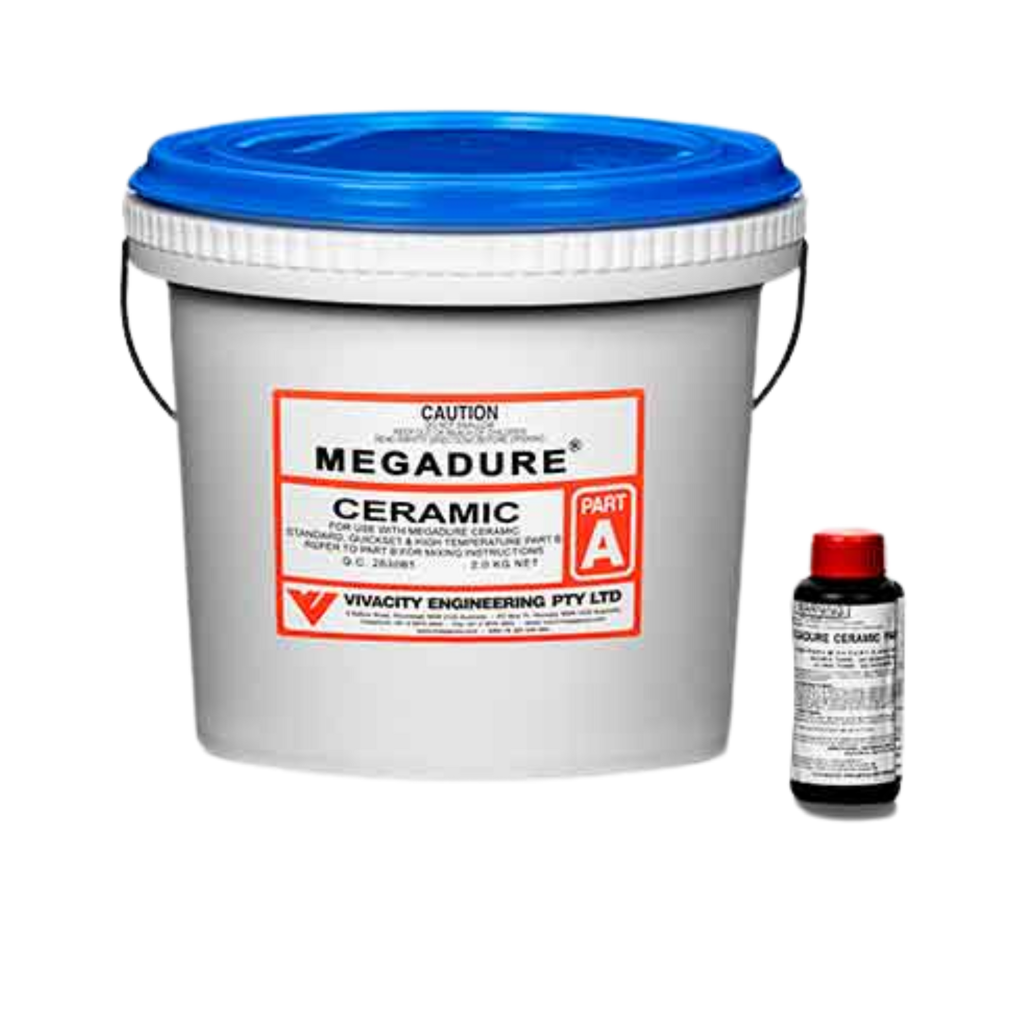 Megadure Ceramic Paste Part A 3kg bucket blue lid + Part B bottle, Vivacity Engineering repair compound