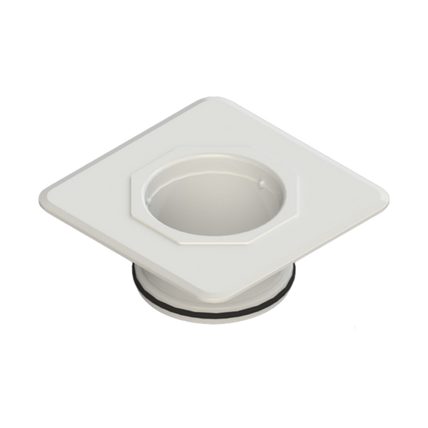 Megaflex™ Puddle Flange: white PVC square flange, 50-100mm outlet, for watertight seals in waterproofing membranes & concr...