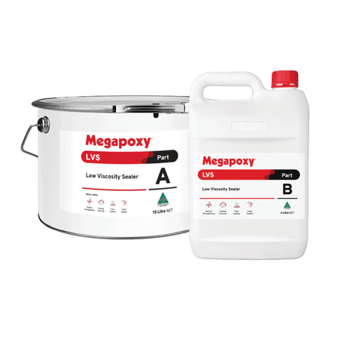 Megapoxy LVS 2-part low viscosity epoxy primer kit: 10L Part A pail & 5L Part B can for concrete sealing, waterproofing ba...