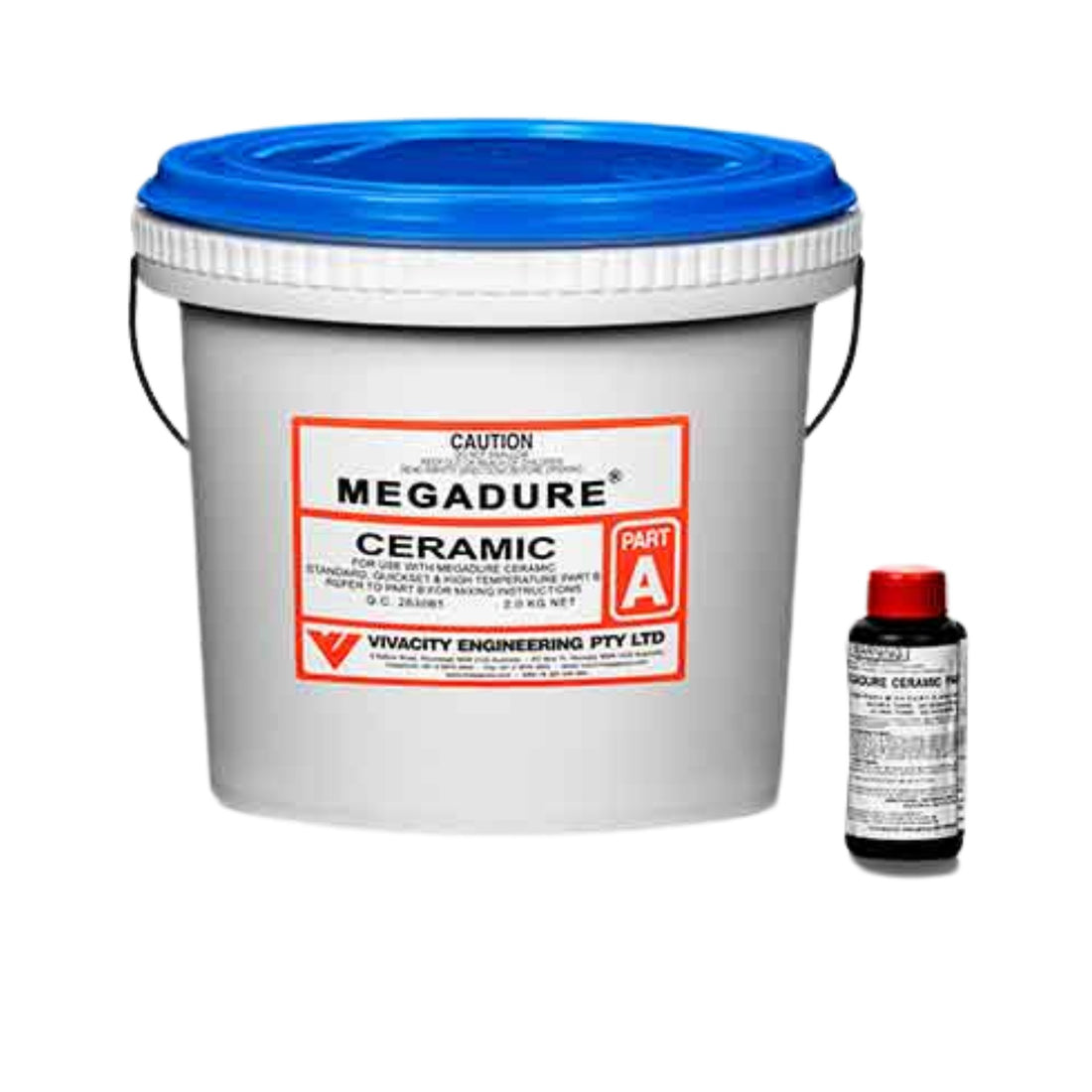 Megadure Ceramic Paste Part A 3kg bucket blue lid + Part B bottle, Vivacity Engineering repair compound