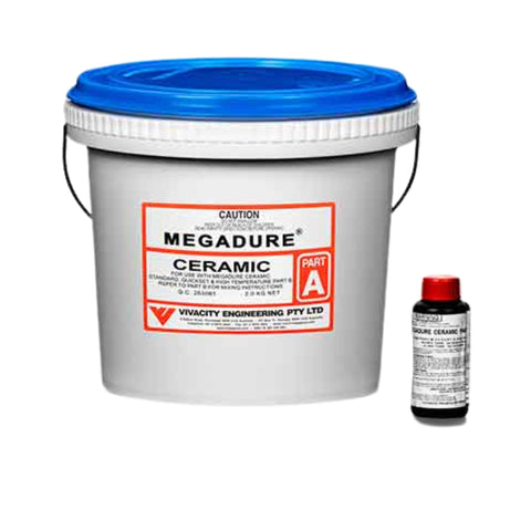 Megadure Ceramic Paste Part A 3kg bucket blue lid + Part B bottle, Vivacity Engineering repair compound
