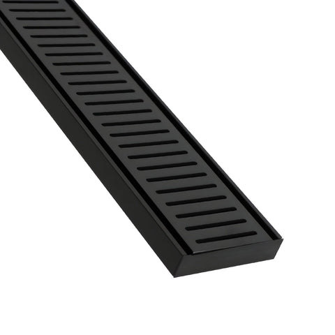 Lauxes Grates NXT 21 linear drain in Midnight anodised aluminium