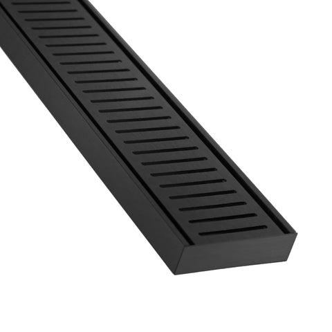 Lauxes Grates NXT 26 linear drain in Midnight anodised aluminium