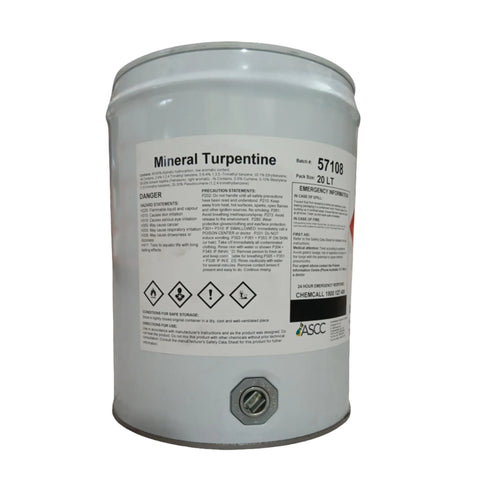 20L Adheseal Mineral Turpentine drum, solvent degreases tools, machinery in construction trades