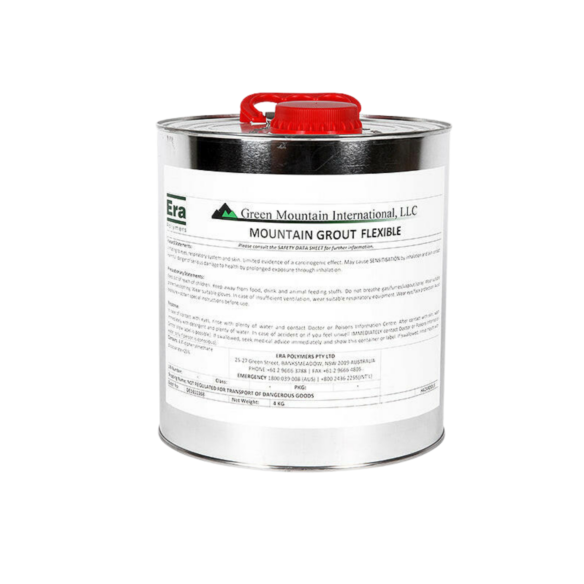 20L Mountain Grout Flexible pail: hydrophobic polyurethane crack injection grout seals active leaks in concrete, manholes,...