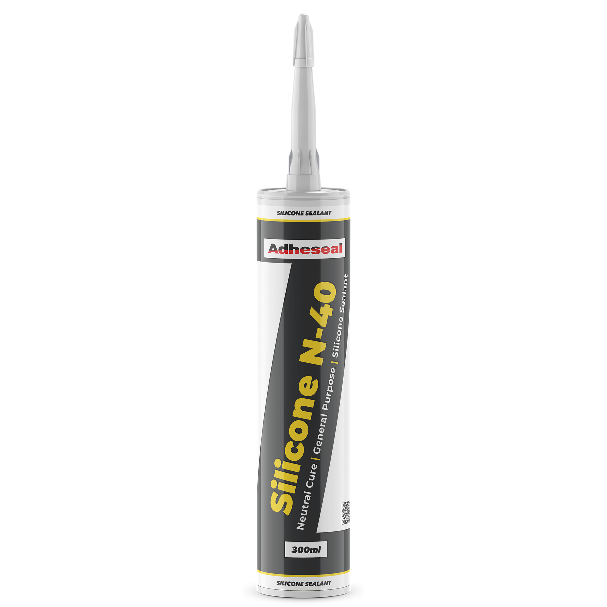 Adheseal N-40 300ml neutral cure silicone sealant tube for flexible, waterproof joint sealing on metals, glass and constru...