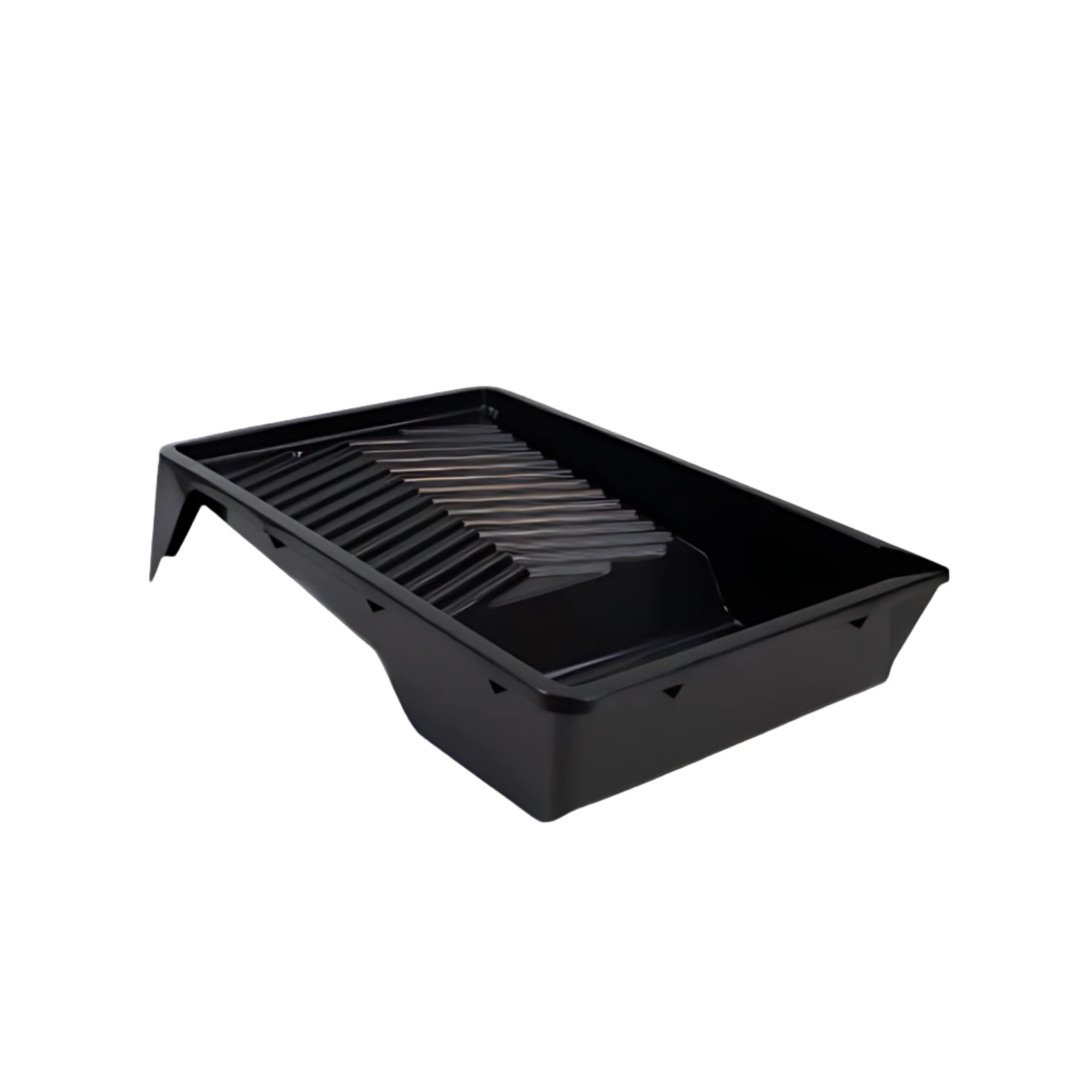 Durable recycled PP industrial paint tray: chemical-resistant, grooved ramp for clean roller prep, frame storage, corner s...