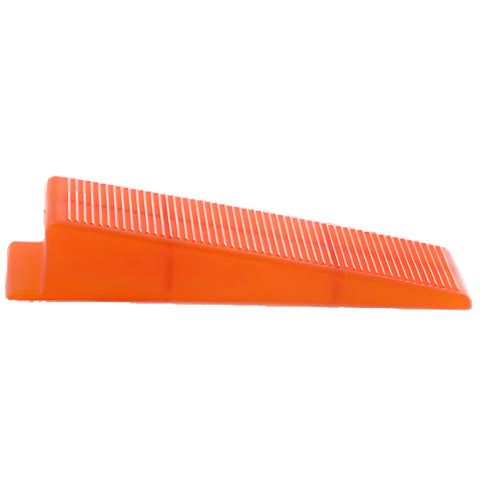 Orange ridged Panther levelling wedges for tile clips, reduce lippage on large format floor/wall tiles. Pack of 250.