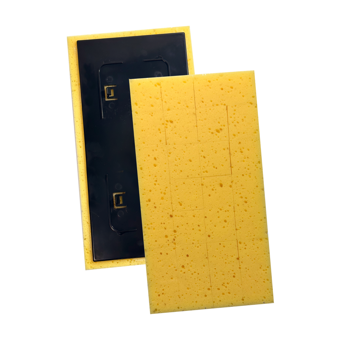 Panther Grout Cleanup replacement sponges: small (140x280mm) & large (180x335mm), yellow cut design for efficient water re...