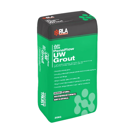 20kg bag of RLA PenaFlow UW Grout. Wash-out resistant cementitious grout for underwater piling and structural repairs.