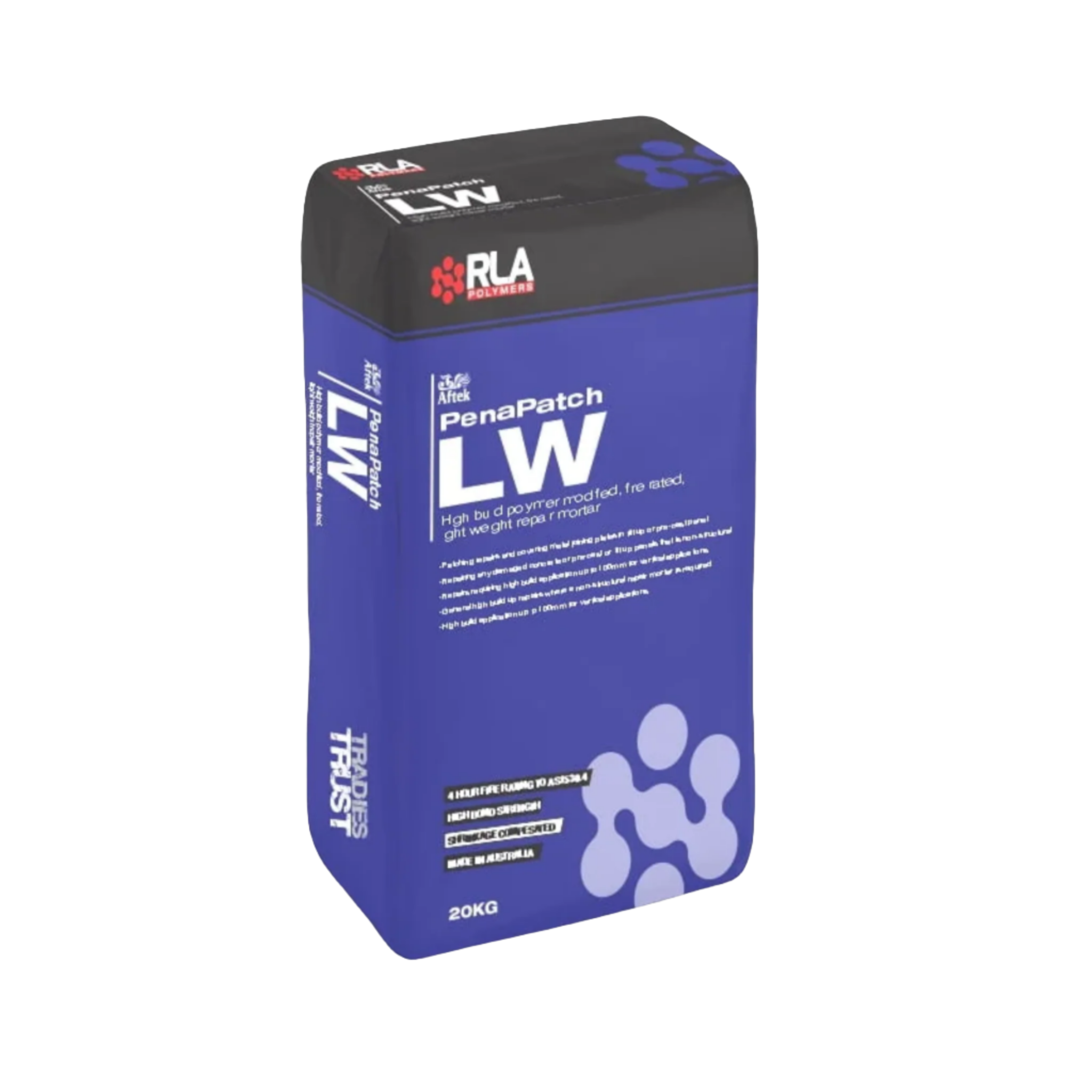 20kg RLA Penapatch Panel LW bag: lightweight mortar for high-build concrete repairs, tilt-slab plate patching, 100mm overh...