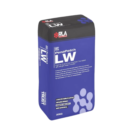 20kg RLA Penapatch Panel LW bag: lightweight mortar for high-build concrete repairs, tilt-slab plate patching, 100mm overh...