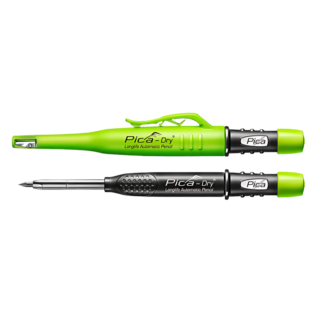 Green/black Pica-Dry Longlife Automatic Pen: Power Lock graphite marker for wet, dusty, rough surfaces; built-in sharpener...