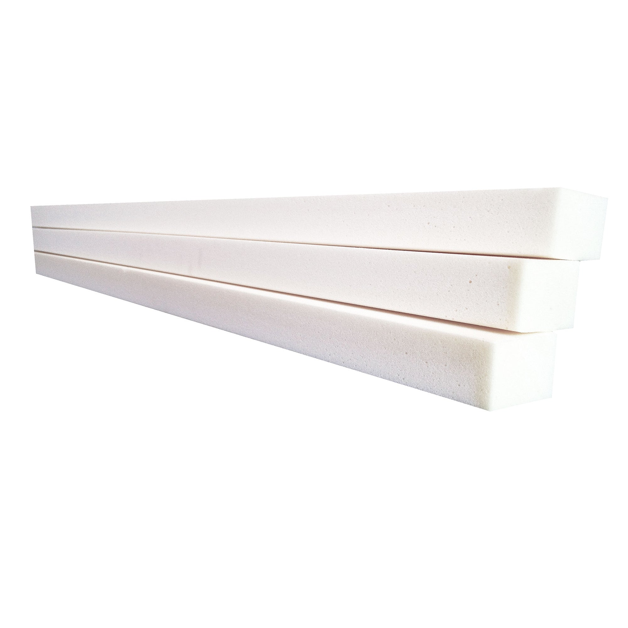 Stack of 3 lightweight polyurethane shower hobs 1200x75x50mm for waterproofing membrane and tiling prep in wet areas